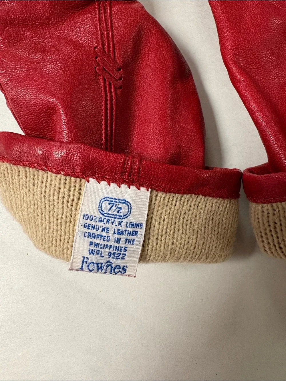 Vintage Fownes Classic Red Leather Women's Driving Gloves Size 7.5